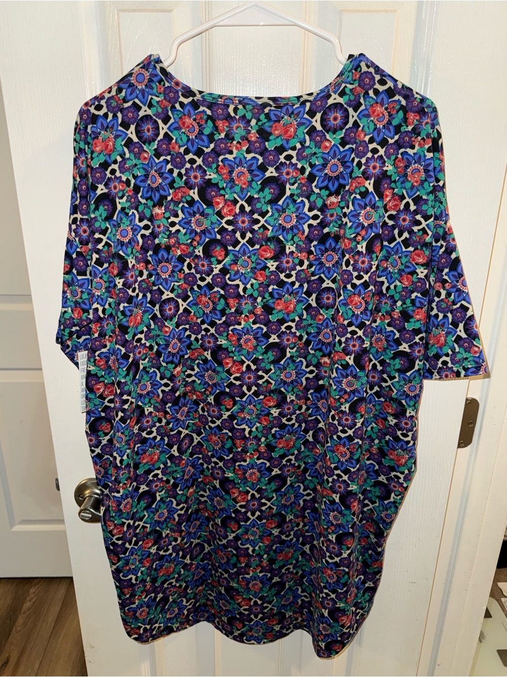 LuLaRoe Irma Floral Geometric Purple & Blue Tunic - Picture 2 of 3
